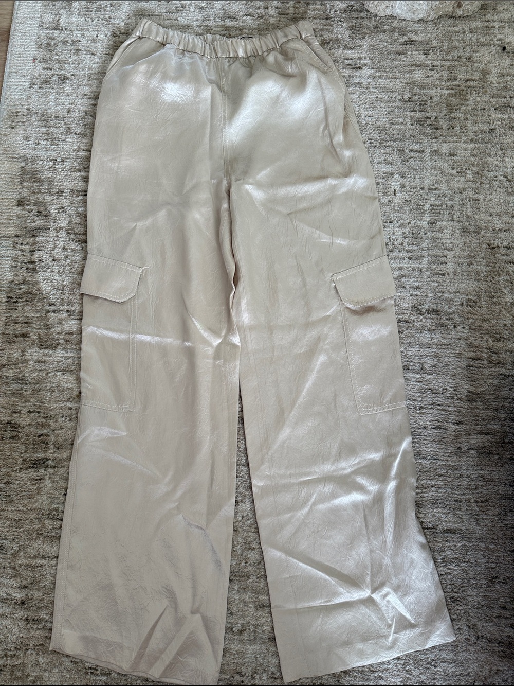 Zara Cream Wide-Leg Cargo Pants